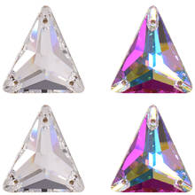 Top Quality Isosceles Tri-angle Bling стразы Glass Sew On Rhinestones Crystal AB Crystal Sewing Strass for birkin bag F0249 2024 - buy cheap