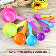 Colheres medidoras em plástico colorido, 5 unidades, acessórios para cozinha, utensílios para cozinhar, tamanho g 2024 - compre barato