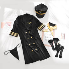 Women's Stewardess Costume Mini Dress Themed Party Lingerie Cosplay Flight Attendant Uniform Erotic Sexy Halloween Costumes 2024 - buy cheap