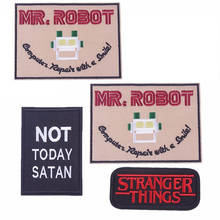 Pulaqi mr. robot remendo da roupa diy, remendo da letras para costura, aplique em remendos de tecido, emblema de retalhos h de vestuário 2024 - compre barato