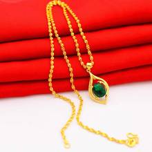 High quality eye shape pendant necklaces for women Girls 24K yellow gold necklaces wedding jewelry 2024 - buy cheap