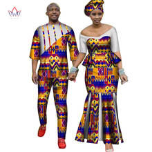 Africa Style Couples Clothing for Sweet Lovers  Bazin Long Women Dress & Mens Sets Dashiki Plus Size Wedding Clothing WYQ314 2024 - buy cheap