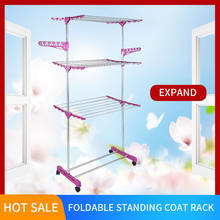 Household Furniture Multifunctional Shelf Standing Coat Rack Wing-Shaped Foldable Clothes Drying Rack Floor Hanger With Roller 2024 - buy cheap