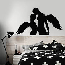 WJWY Love Angels Wings-calcomanía romántica para pared, vinilo para dormitorio, baño, pegatina de pared, decoración de ventana, adorno impermeable, Mural artístico 2024 - compra barato