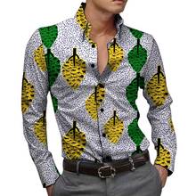 Camisa con estampado africano para hombre, camisa de manga larga con cuello vuelto, ropa de Nigeria, Ankara, otoño 2024 - compra barato