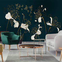 Papel de parede foto personalizada 3d, papel de parede para sala de estar, quarto, moderno, luxo, flor, alívio dourado, borboleta, arte, mural de parede, decoração 2024 - compre barato