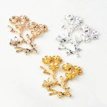 10 PCS 52*44mm Metal Alloy Branch Flowers Connectors KC Gold/Gold/Rhodium/Silver Color Charms DIY Accessories For Jewelry Making 2024 - buy cheap