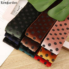 Kewgarden DIY Hair Bow tie Accessories Handmade Tape Webbing 1" 1.5" 25mm 38mm Black Dot Woolen Cloth Velvet Ribbon 5 Yards 2024 - buy cheap