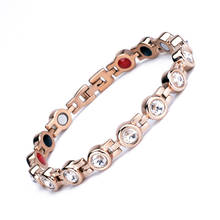 Novo strass mulher energia magnética pulseira saúde energia ouro moda jóias senhora pulseiras de aço inoxidável 2024 - compre barato