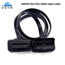 30cm/60cm/100cm Flat Thin 16Pin OBD 2 Extender OBD2 16 Pin ELM327 Male To Female Adapter Elbow OBDII Extension Connector Cable 2024 - buy cheap