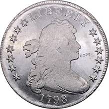 Moneda de los Estados Unidos de América, busto drapeado de La Libertad, un dólar, águila heráldica, cuproníquel, monedas de copia chapadas en plata, 1798 2024 - compra barato