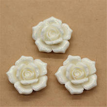 10pcs 26mm Cute Glitter Resin Rose Floral FlatBack Cabochon DIY Scrapbooking Craft/Wedding Decoration 2024 - buy cheap