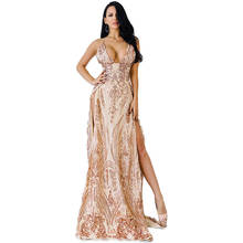 Perfect Gold Long Evening Dress Elegant Sleeveless Formal Prom Dress Robe De Soiree Party Women Dresses 2024 - buy cheap