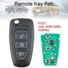 433Mhz 3 Buttons Flip Remote Key Fob with 4D63 80Bit Chip and F021 Blade Fit for Ford / Focus / Mk1 / Mondeo 2024 - buy cheap