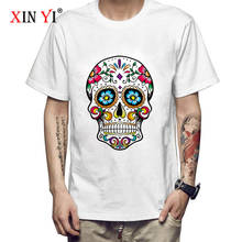 XIN YI Men t shirts Top Quality short sleeve 100% cotton loose skulls design printed Tshirt mens loose hip-hop o-neck men's tee 2024 - buy cheap