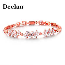 DEELAN Bracelet For Women Fashion Cubic Zircon Crystal Jewelry Rose Gold Color Wedding Party Bracelets & Bangles Gift jewellery 2024 - buy cheap