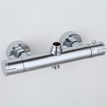 Bath Shower Faucet Thermostatic Faucet Wall Mounted Mixer Valve Tap Temperature Control Rain Shower Chrome Bathroom Twin Outlet 2024 - buy cheap