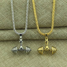 Boho 2 Color Dumbbell Dumbbell Necklaces Gym Fitness dumbbell Necklaces & Pendants Men Body Gym Necklace for Men Sport Jewelry 2024 - buy cheap