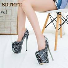 SDTRFT-zapatos de plataforma de Stripper para mujer, tacones superaltos y finos de 20cm, para travestis, con estampado de leopardo, para baile 2024 - compra barato