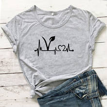 Vegetarian Vegan Heartbeat Graphic T Shirts Women Short Sleeve White Cotton Tshirt Women T-shirts Top Kawaii Camiseta Mujer 2024 - buy cheap