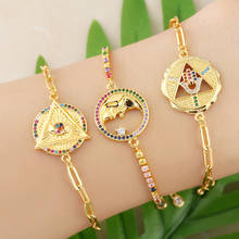 FLOLA Crystal Evil Eye Bracelets For Women Multicolor Moon And Star Fatima Hand Charm Bracelet Adjustable Zircon Jewelry brtc52 2024 - buy cheap