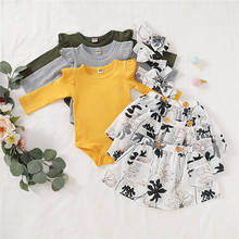 Cute Infant Baby Girl Cotton Clothes Set pring autumn long Sleeve Tops Romper Floral Printed Skirts Outfit 2024 - buy cheap