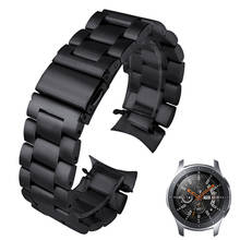 HQ-Correa de acero inoxidable para reloj Samsung Galaxy S3, 46mm, SM-R800, deportiva, extremo curvo, pulsera de muñeca, plata y negro 2024 - compra barato