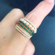 Baoyocn Настоящее серебро 925 проба белый и зеленый циркониевый разноцветные обручи круги кольцо на палец с жемчугом женские ювелирные изделия желтого золота цвета 2024 - купить недорого