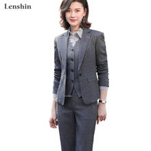 Lenshin, комплект из 3 предметов, деловой костюм для офисной леди, Женская Высококачественная рабочая одежда, женские брючные костюмы, деловой Блейзер, жилет, брюки 2024 - купить недорого