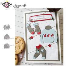 Piggy craft corte de metal morre molde luva de natal meias suéteres scrapbook papel ofício faca molde lâmina punch stencils 2024 - compre barato