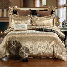Juego de ropa de cama de Jacquard de lujo para adultos, edredón de lino dorado de alta calidad, tamaño King, Dropshipping 2024 - compra barato