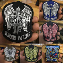 Nuevos parches de tela St. Michael protegen a América, insignias de espada con alas ISAF del ejército táctico para ropa, mochila, gancho y bucle 2024 - compra barato
