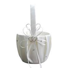 Popodion Bow Heart Bridal Wedding Flower Girl Flower Basket White Wedding Flower Basket Wedding Basket for Flower Girls WAS10209 2024 - buy cheap