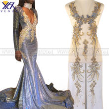 Xinfangxiu vestido artesanal com apliques de strass bordado aplique contas de tecido conserto diy artesanato roupa 2024 - compre barato