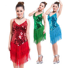 Women Sexy Sequins Tassel Beads Latin Dance Dress Bar Singe Stage Costumes Performance Dance Dress Dance Competition Dresses 2024 - buy cheap