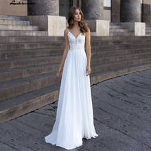 Lakshmigown Boho Wedding Dress 2021 Sexy V neck Spaghetti Straps Lace Chiffon Beach Wedding Dresses Vestido De Novia 2024 - buy cheap