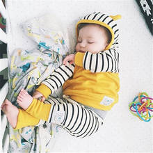 Baby Clothes 2019 Autumn Baby Girl Boy Clothing Sets Newborn Cotton Stripe Long Sleeve Hooded Top+Pants Outfits Infant 2pcs Suit 2024 - buy cheap