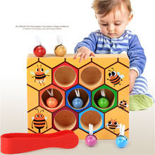 Creative Wooden Beehive Games Clip Small Bee Toys Children Montessori Education Color Cognitive Board Games Kids Wood Math Toy 2024 - buy cheap
