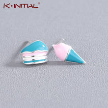 Kinitial Korean Geometric Ice Cream Asymmetric Stud Earrings Heart Bird Rabbit shape Earrings for women boucle doreille femme 2024 - buy cheap