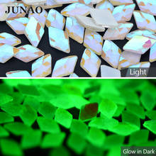 JUNAO 50pc Glow in the Dark Glass Nail Rhinestone Luminous Crystal Stone Flat Back Rhombus Strass Nail Art Decoration DIY Crafts 2024 - buy cheap