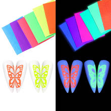 6pcs/set Butterfly Nail Sticker Wings Nails Fluorescence Decal Sliders 3D Self Adhesive Nail Art Stickers Manicure Acrylic Tools 2024 - buy cheap