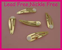 50PCS 5.0cm 2.0" Golden Tear drop plain Metal Snap Clip with pad for DIY kids hair bow hair accessories at nickle free lead free 2024 - buy cheap