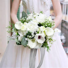 Bouquet de noiva branco e verde de mariage artificial 2020 bouquets de casamento da dama de honra flor do vintage para noivas 2024 - compre barato
