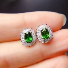 attractive clear green diopside stud earrings for women jewelry oval natural gem real 925 silver women earrings gift birthstone 2024 - buy cheap