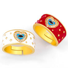 Adjustable Lovely Red Heart Evil Eye Rings For Women Fashion Lady's Minimalist Rainbow CZ Gold Heart Evil Eyes Finger Ring Gift 2024 - buy cheap