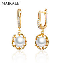 MAIKALE Trendy Pearl Drop Earrings for Women Gold  Cubic Zirconia Earrings with Pearl Fashion Jewelry Accessories Gifts 2024 - buy cheap