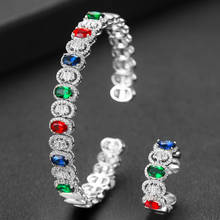GODKI-Conjunto de anillo y brazalete de Arabia Saudita para mujer, conjunto de joyería de lujo con Micro circonita cúbica, pavé, fiesta, boda, Arabia Saudita, Dubai 2024 - compra barato