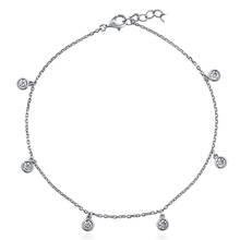 Женский браслет на лодыжку, из 100% стерлингового серебра 925 пробы, с блестящими кристаллами, размер 23 + 5 см 2024 - купить недорого