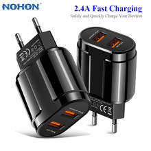 Nohon Dual USB Charger for iPhone 11 Pro Max Samsung S10 Note 10 LG Mobile Phone Fast Charging Quick Charge Travel Wall Adapter 2024 - buy cheap