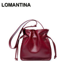 LOMANTINA Women 2020 Drawstring Bucket Bag  Shoulder Handbags Women Messenger Bags Bolsa Feminina Bolsos Genuine Leather Tote 2024 - buy cheap